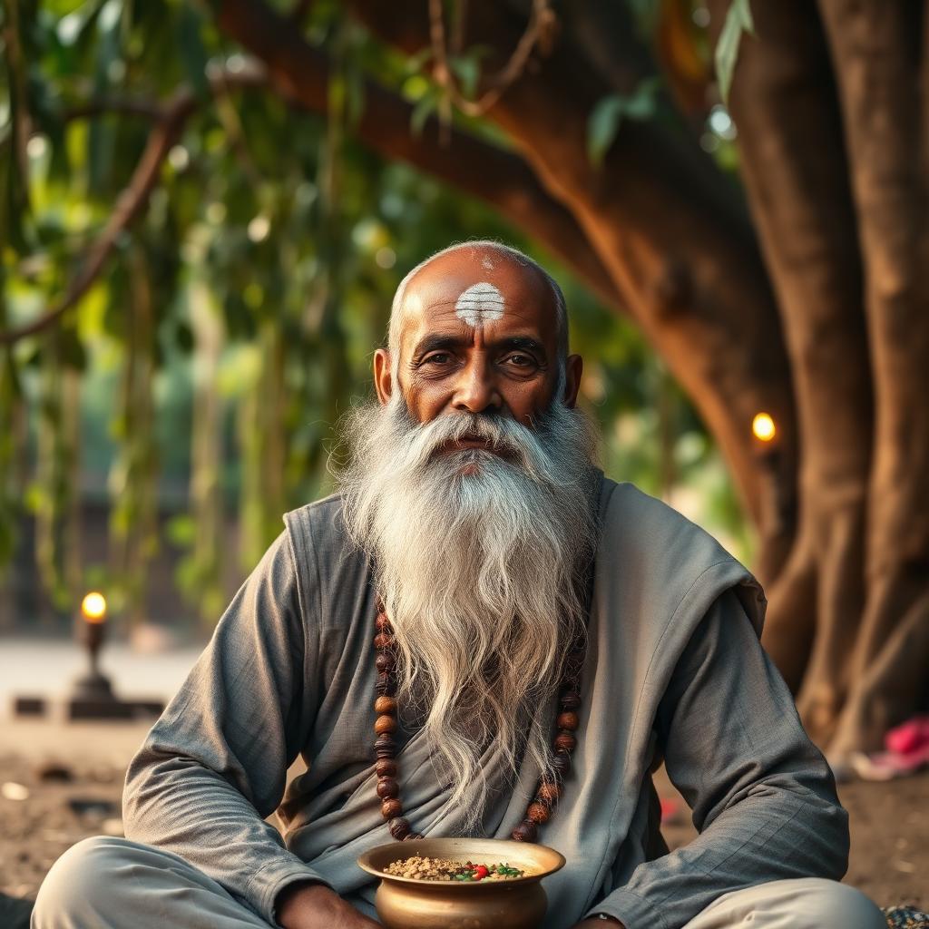 Portrait of a Siddha sage beneath a banyan tree