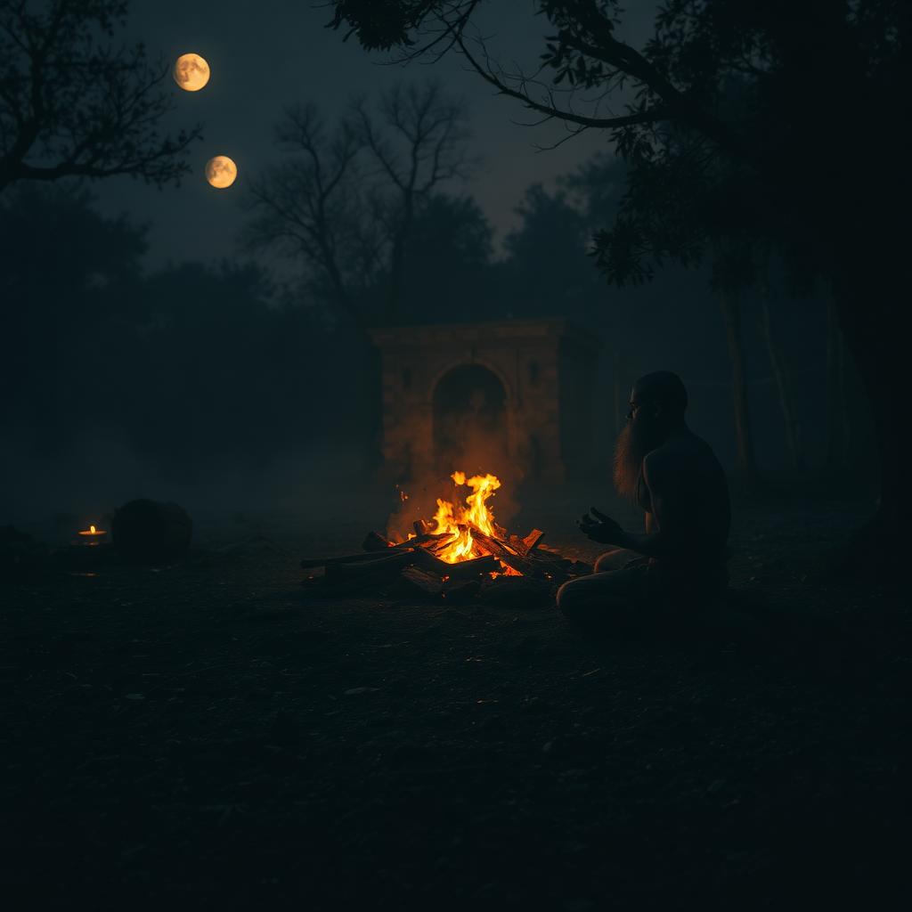 Smashanam — sacred cremation ground at dusk